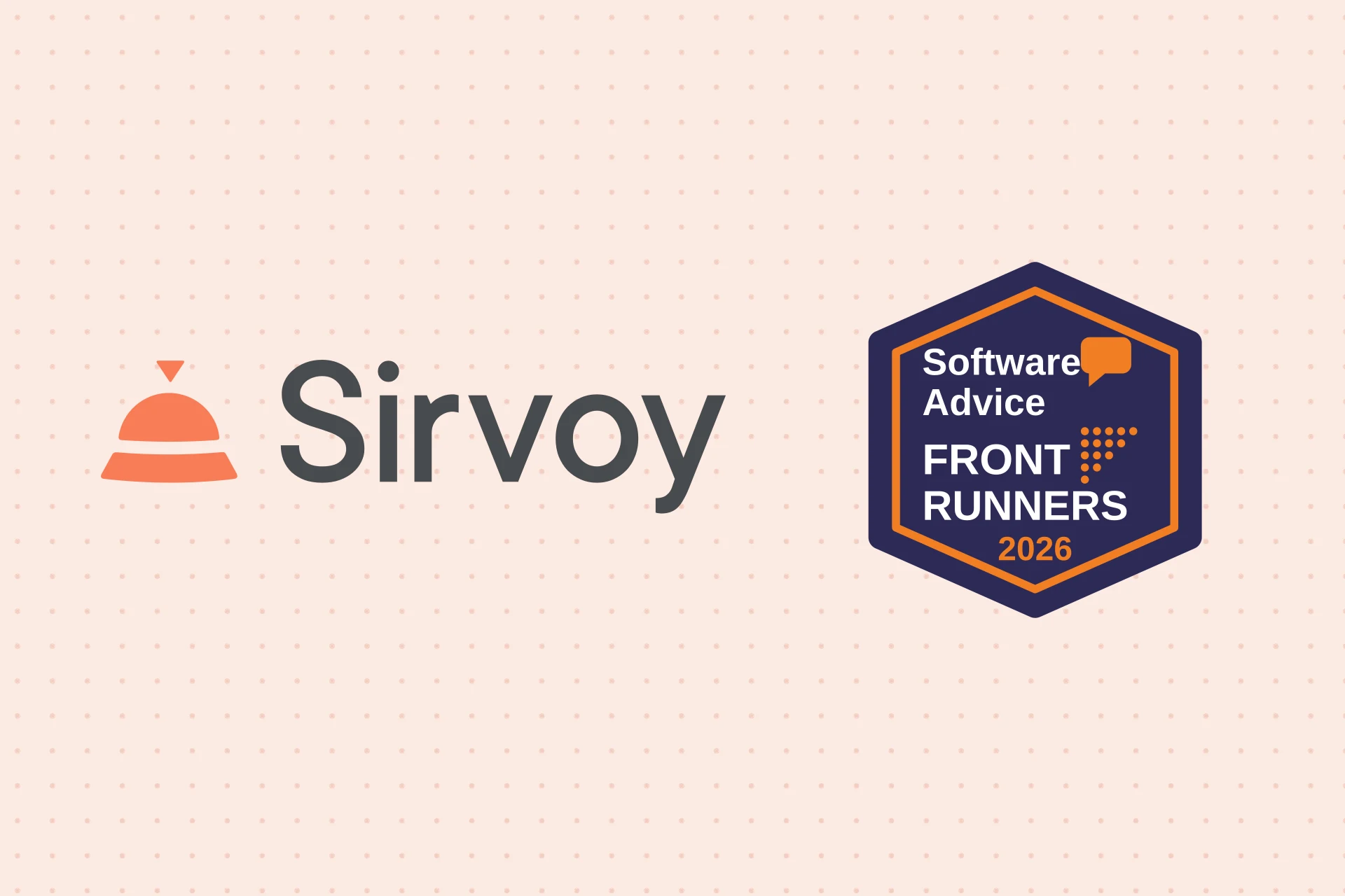 The Sirvoy logo beside the Software Advice FrontRunners 2026 badge