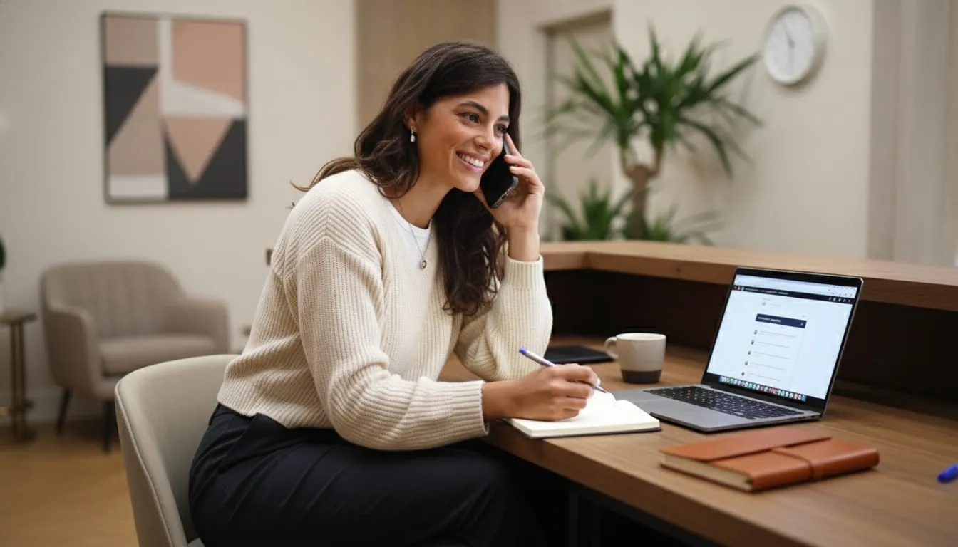 A friendly Sirvoy support agent wearing a headset